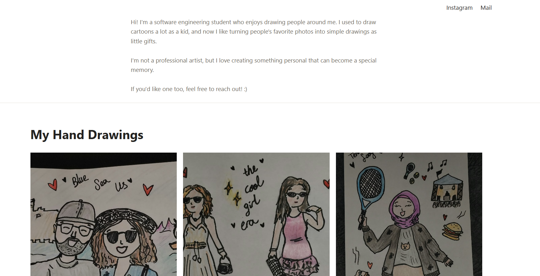 Drawing portfolio gallery view