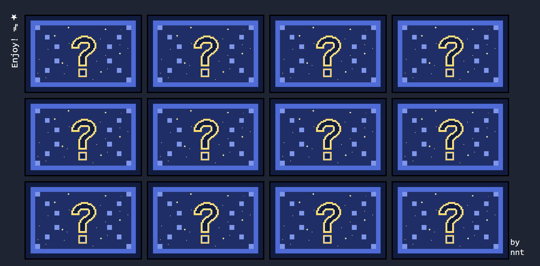 Matching game main screen